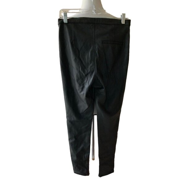 H&M DIVIDED LADIES BLACK  PANTS LEGGINGS FAUX LEATHER FLEECE EUC 10 - Picture 1 of 6